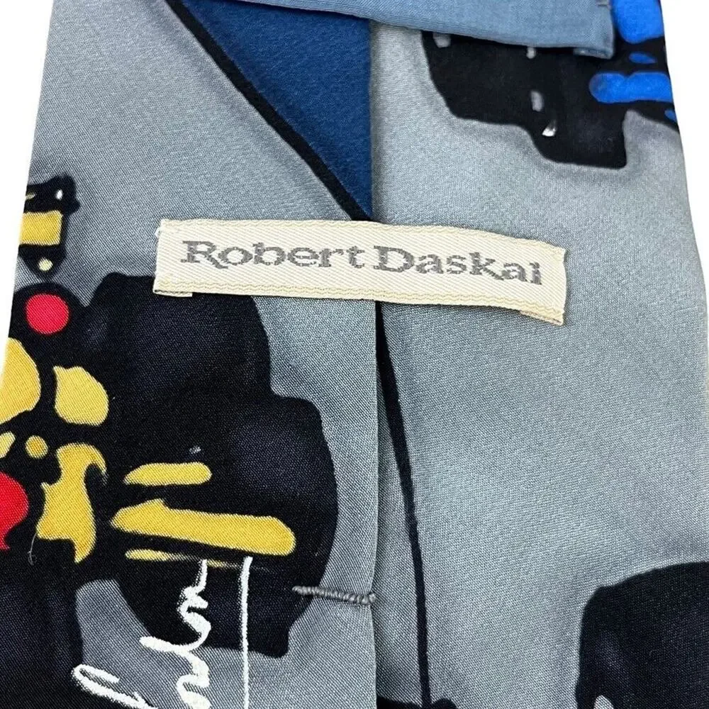 Robert Daskal Hand Painted Hand Sewn Signed Neck Tie Car Racing 100% Silk